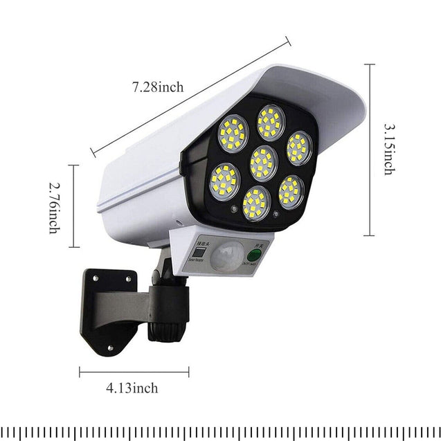 Solar Motion Sensor Light LED Security Wall Street Yard Outdoor Lamp Fake Camera