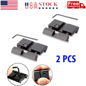2X Dovetail Weaver Picatinny Base Snap in Rail Low Profile Adapter 11mm to 22mm