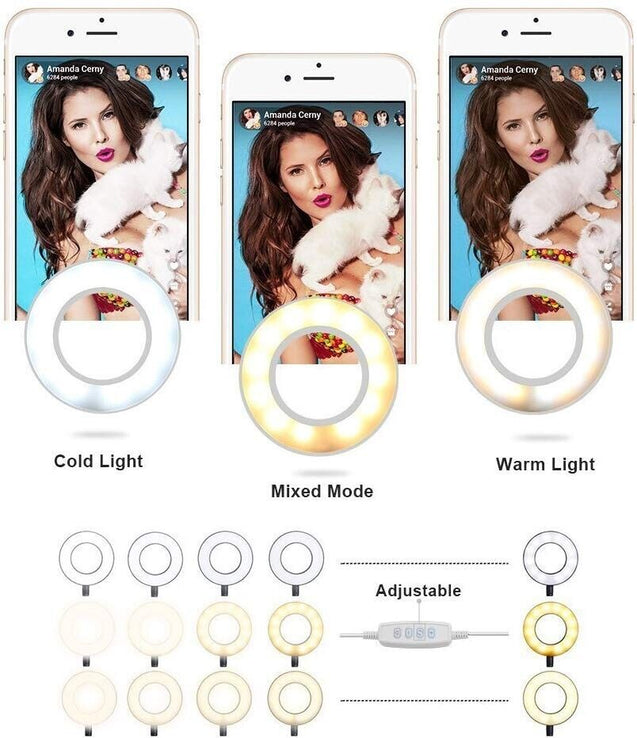 LED Selfie Ring Light Phone Holder Flexible Stand Long Arm for Stream Live Lamp