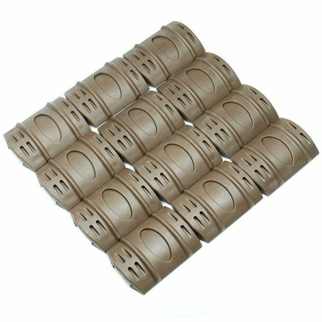 24 PCS Universal Weaver Picatinny Rubber Rail Covers Tan / Dark Earth