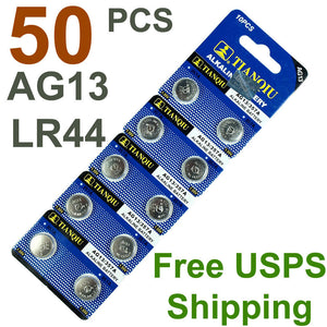 50 PCS LR44 AG13 357 LR1154 1.5V Alkaline Battery for Watch Lighter