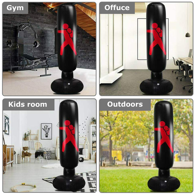 Inflatable Free Standing Punching Bag Boxing Cardio Kickboxing Fitness Training