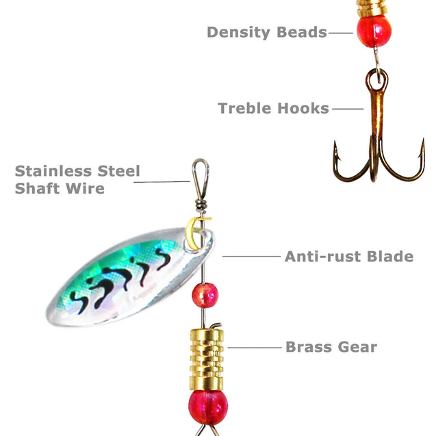 30 PCS Fishing Lures Metal Spinner Baits Bass Tackle Crankbait Trout Spoon Trout