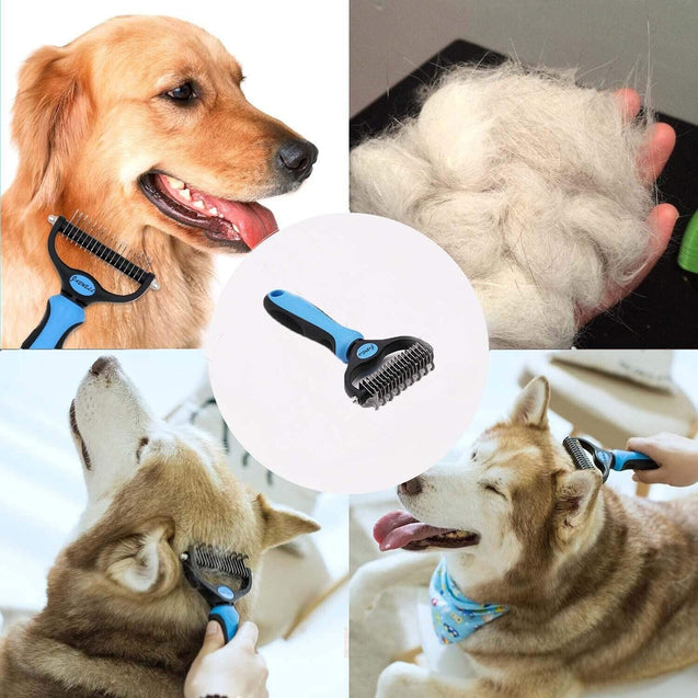 Pet Grooming Tool - 2 Sided Shedding Comb Brush Undercoat Rake for Cats & Dogs