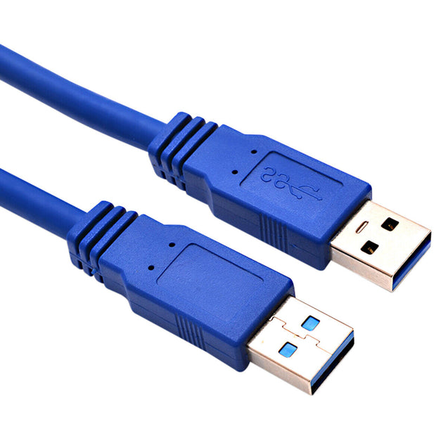 USB 3.0 A Male USB to A Male USB Cable High Speed Data Transfer Cord Blue 6 Feet