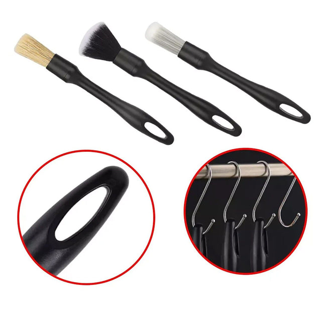 3PCS Car Detailing Brush Wash Auto Detailing Cleaning Kit Engine Wheel Clean Set