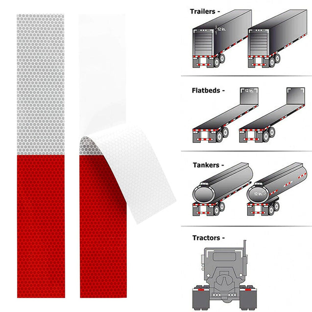 Conspicuity Tape DOT-C2 Approved Reflective Trailer Red White 2”x150’ -1 Roll