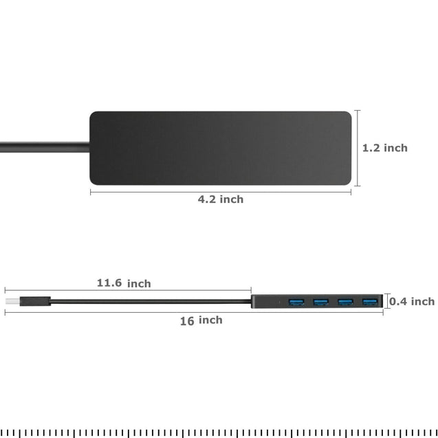 4-Port Ultra-Slim Data USB 3.0 Hub Adapter Data Super Speed Mac PC Laptop HDD