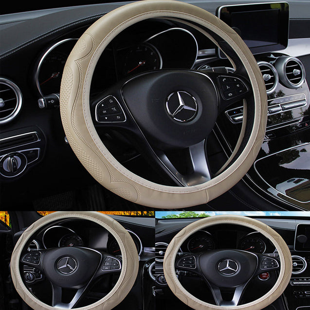 Leather Car Steering Wheel Cover Breathable Anti-slip Car Accessories 4 Color US