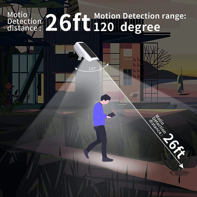 Solar Motion Sensor Light LED Security Wall Street Yard Outdoor Lamp Fake Camera