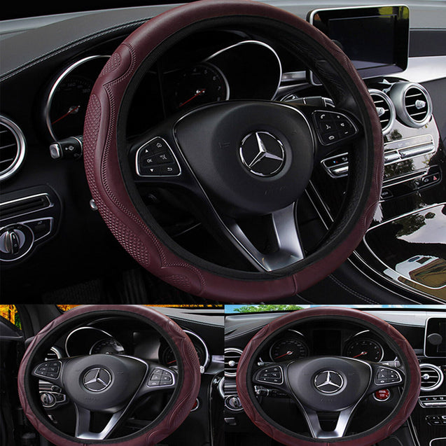 Leather Car Steering Wheel Cover Breathable Anti-slip Car Accessories 4 Color US