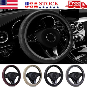 Leather Car Steering Wheel Cover Breathable Anti-slip Car Accessories 4 Color US