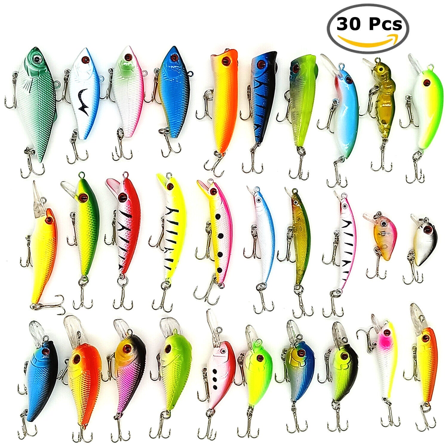 30PCS Kinds of Fishing Lures Crankbaits Hooks Minnow Baits Bass Tackle - Anyvolume.com 30PCS Kinds of Fishing Lures Crankbaits Hooks Minnow Baits Bass Tackle - Anyvolume.com