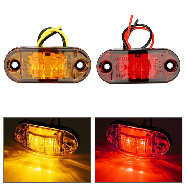 5pc Amber 5pc Red LED Car Truck Trailer RV Oval 2.5" Side Clearance Marker Light