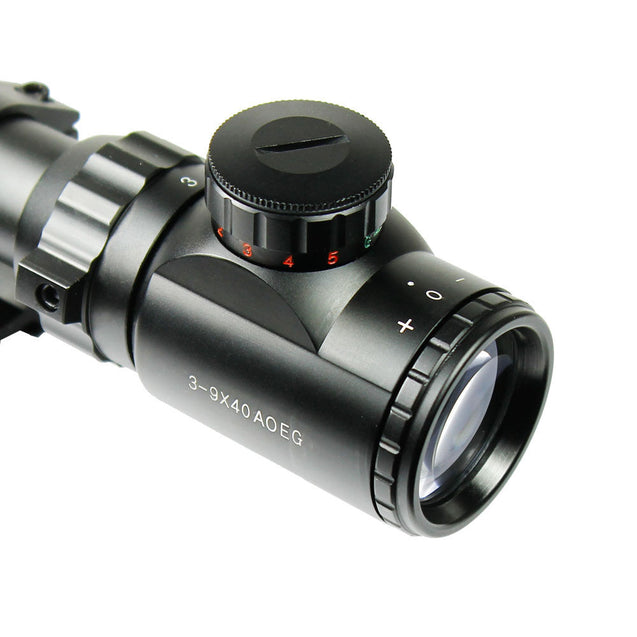 3-9x40 AOEG Hunting Rifle Scope Red Green Dual illuminated PEPR Mount & Sunshade