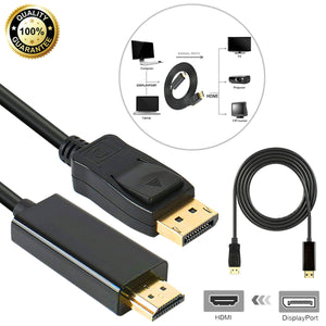 Display Port DP to HDMI PC Laptop HDTV Audio Video Adapter Cable 1080p 6 Feet