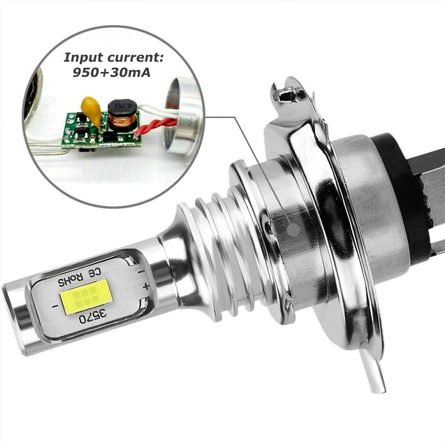 2x H4 9003 HB2 6000K Super White CSP LED Headlight Bulb Kit High  Beam Canbus