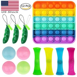 12 PCS Fidget Toys Set Sensory Stocking Stuffer For Stress Relief Anti-Anxiety