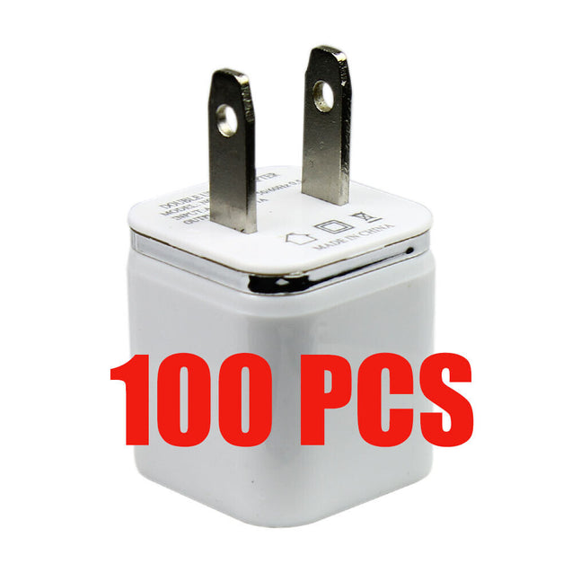 100x USB Wall Charger AC Power Adapter US Outlet For iPhone 5 6 7 8 X 11 12 13