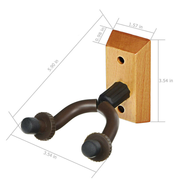 2 PCS Guitar Hangers Wall Mount Adjustable Arm Instrument Display Holder Wooden