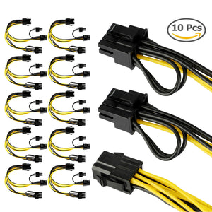 10 PCS PCIE 6 pin Female to Dual PCI-E 8 pin (6+2) Male GPU Power Cable Splitter