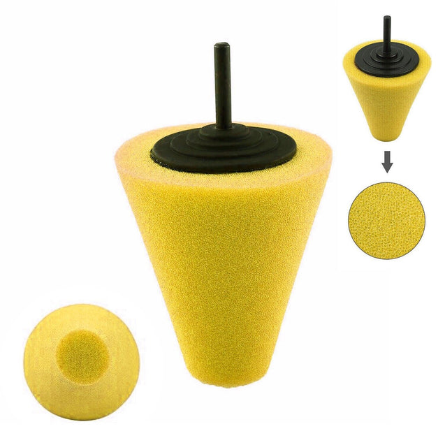 Foam Drill Polishing Cone Ball Pads Kit Car Hub Waxing Buffing Wheel Polisher 4"