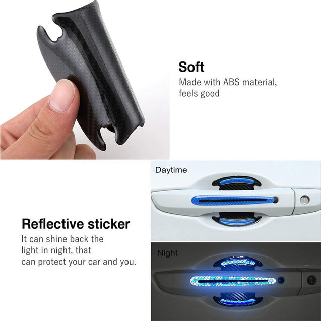 8x Reflective Car Door Handle Safety Strip Protective Film Sticker Warning Decal