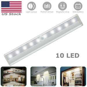 10-LED Motion Sensor Closet Light Wireless Night Light Cabinet Wardrobe Kitchen