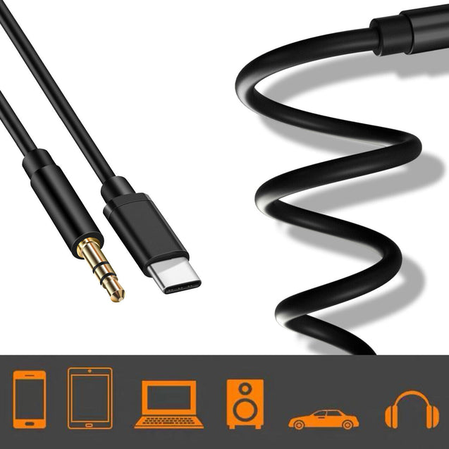 USB-C to AUX 3.5mm Audio Cable Adapter Galaxy S8 S9 S10 S20 S21 Note 8 9 10 3FT