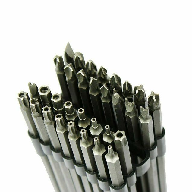32PC Extra Long 6" Security Bit Tamperproof Set Hex Torx Star Pozi Tri-Wing