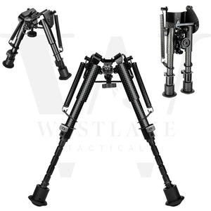 6" to 9" Carbon Fiber Adjustable Spring Return Hunting Rifle Bipod 