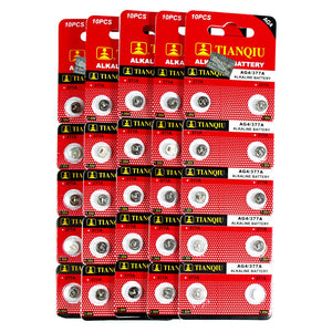 50 PCS LR66 AG4 377 LR626 1.5V Alkaline Battery for Watch Lighter Hearing Aid