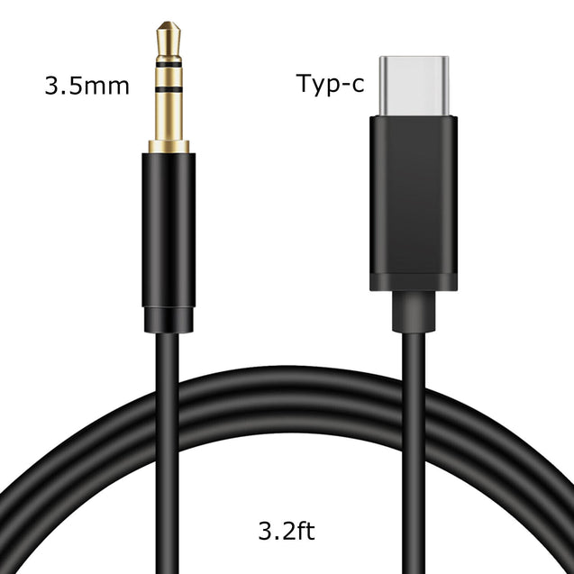 USB-C to AUX 3.5mm Audio Cable Adapter Galaxy S8 S9 S10 S20 S21 Note 8 9 10 3FT