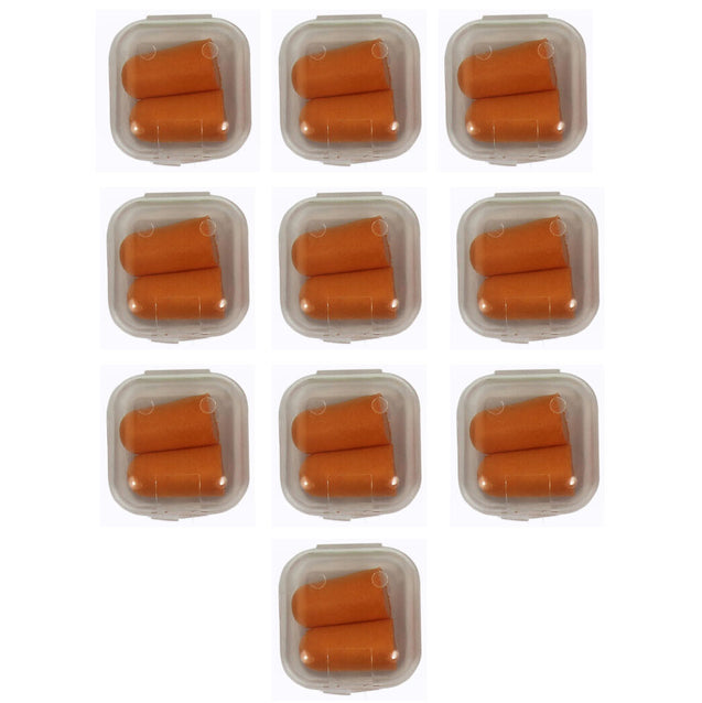 10 Pack Lot Ear Plugs Soft Foam Sleep Travel Noise Canceling Earplugs with Case