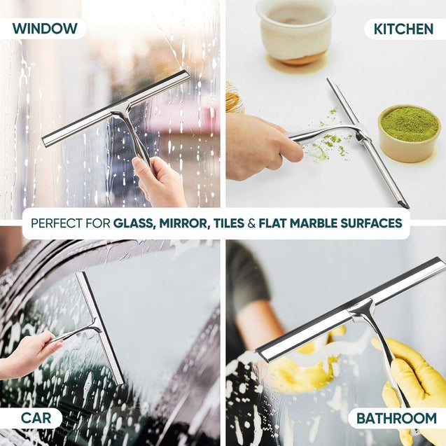 Stainless Steel All-Purpose Squeegee Shower Cleaner Doors Bathroom Windows Glass