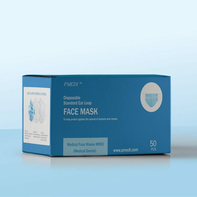 PMEDI ASTM Level 2, 3-PLY Dental Surgical Medical Disposable Face Mask Earloop