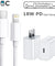 18W USB-C Fast Wall Charger w/ Type C 8 Pin Cord for iPhone 14 13 12 11 X 8 7