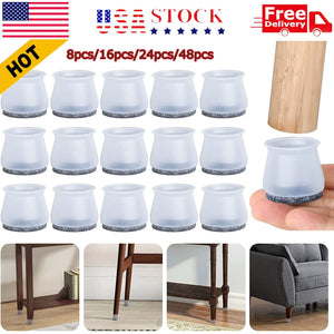 4x-48x Silicone Felt Slider Chair Leg Protector For Hardwood Floor Fit All Shape