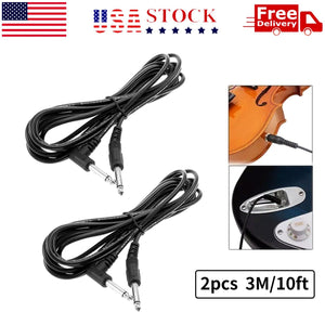 2 Pack 10ft Electric Patch Cord Guitar Amplifier Amp Cable Right Angle 90 Degree