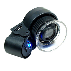 Mini 45X  Lighted Jewelers Loupe / Magnifier with LED & Fluorescence Lights