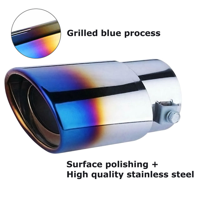 Car Exhaust Pipe Tip Rear Tail Throat Muffler Stainless Steel Round Accessories