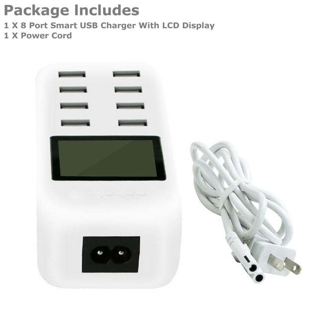 8-Port Smart Multi USB AC Wall Charger Hub Smart Fast Wall Charging Station LCD