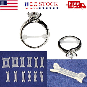 12PCS Clear Ring Size Adjuster Invisible Ring Sizer Jewelry Fit Reducer Guard US