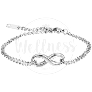 Men Women Polished Charm Infinity Love Symbol Stainless Steel Chain Bracelet