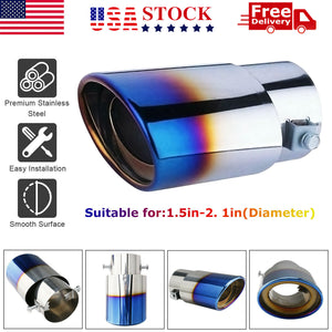 Car Exhaust Pipe Tip Rear Tail Throat Muffler Stainless Steel Round Accessories