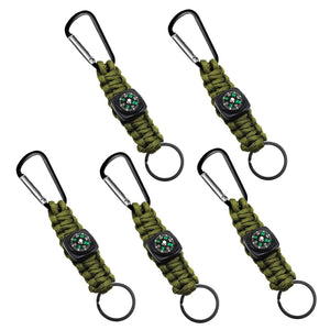 5 PCS Survival Paracord Lanyard Keychain Cord w/Carabiner Outdoor Camping Hiking