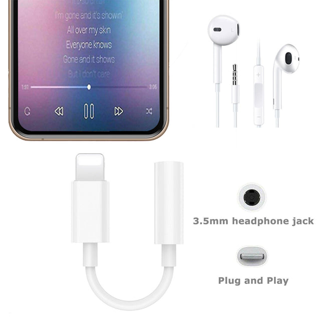 2 PCS 8-Pin to 3.5mm Headphone Jack Adapter for iPhone 13 12 11 X 7 8 X Xs Max