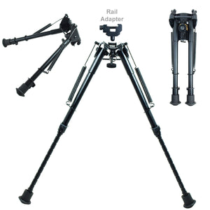 9" to 13" Adjustable Spring Return Hunting Rifle Bipod with Rail Adapter