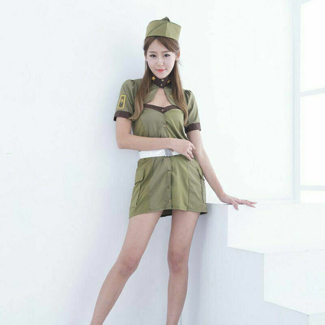 Halloween Women Military Uniform Costume Dress Miniskirt proper 