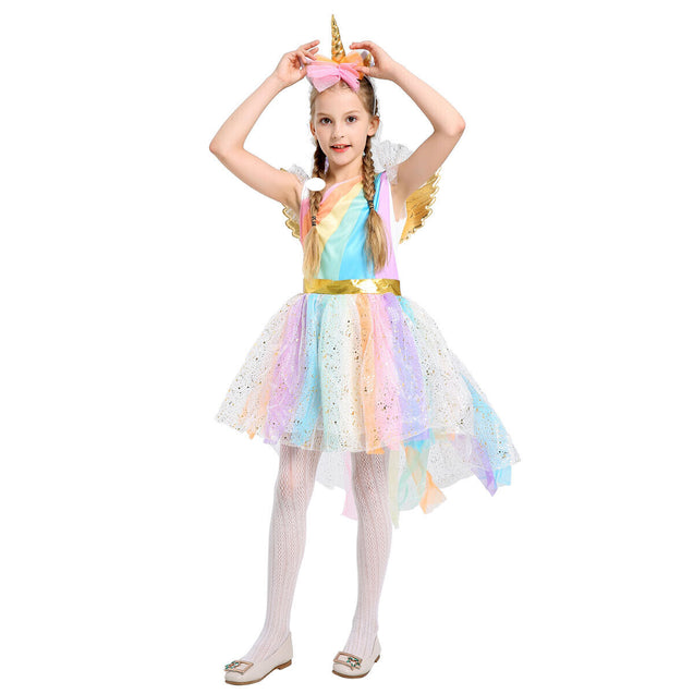 Kids Girls Halloween Unicorn Costume Fancy Dress Cosplay Party Week Suit Outfit